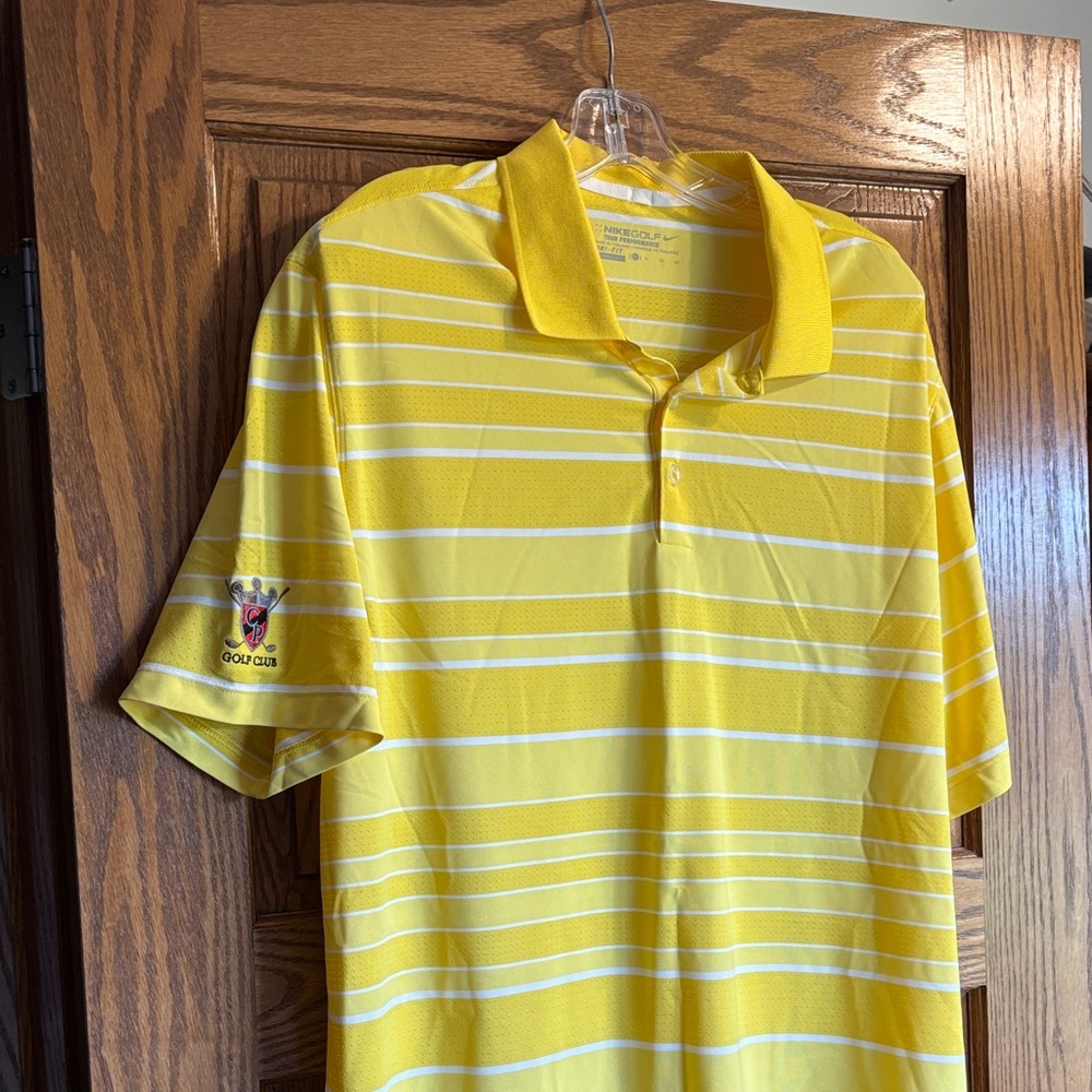 Nike Yellow Polo with White Stripes